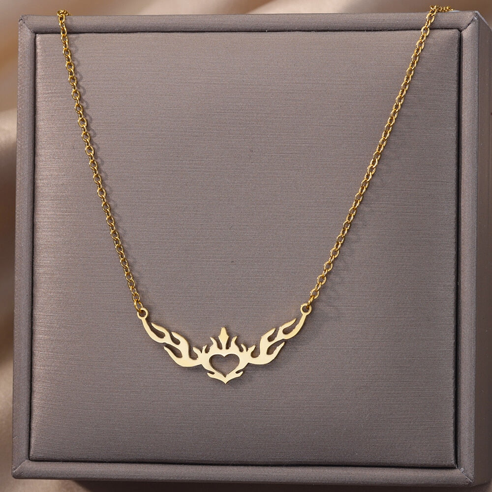 Angel Wing Pendant Necklace for Women Stainless Steel Gold Color Necklaces 2023 Trend Couple Wedding Jewelry collares mujer