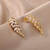 Angel Wing Stud Earrings for Women Gold Color Stainless Steel Zircon Earrings  Crystal Wedding Jewelry pendientes mujer
