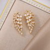Angel Wing Stud Earrings for Women Gold Color Stainless Steel Zircon Earrings  Crystal Wedding Jewelry pendientes mujer