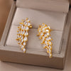 Angel Wing Stud Earrings for Women Gold Color Stainless Steel Zircon Earrings  Crystal Wedding Jewelry pendientes mujer