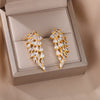 Angel Wing Stud Earrings for Women Gold Color Stainless Steel Zircon Earrings  Crystal Wedding Jewelry pendientes mujer