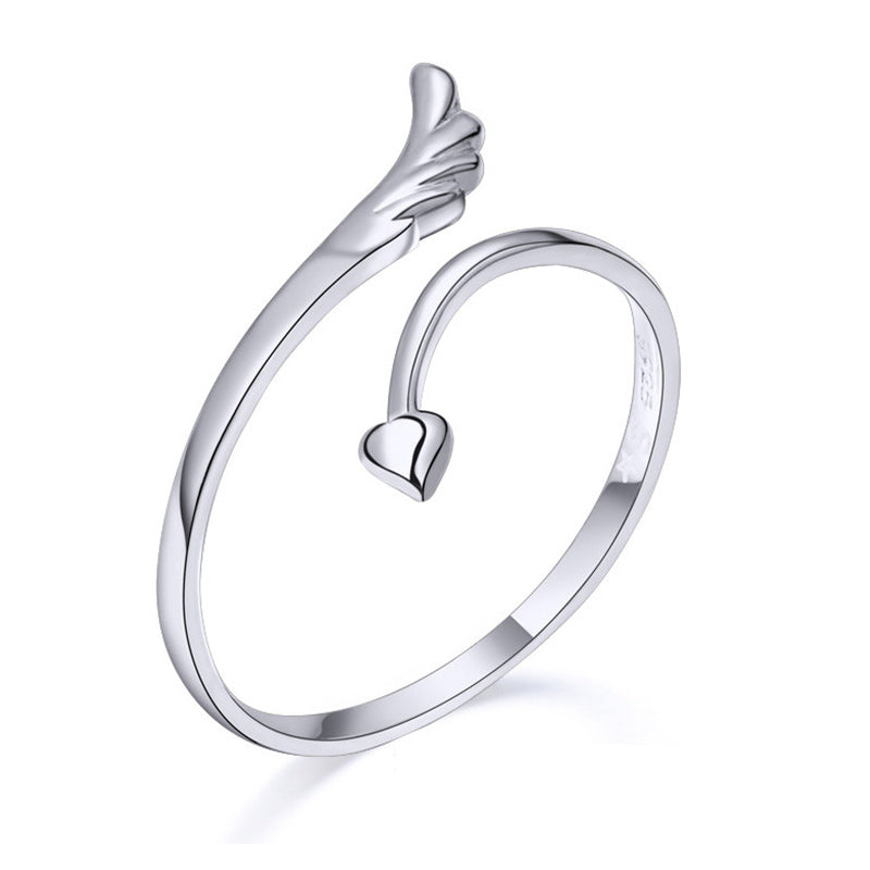 Angel's Feather Love open rings S925 standard silver Adjustable love ring Lovers Gift Wedding gifts