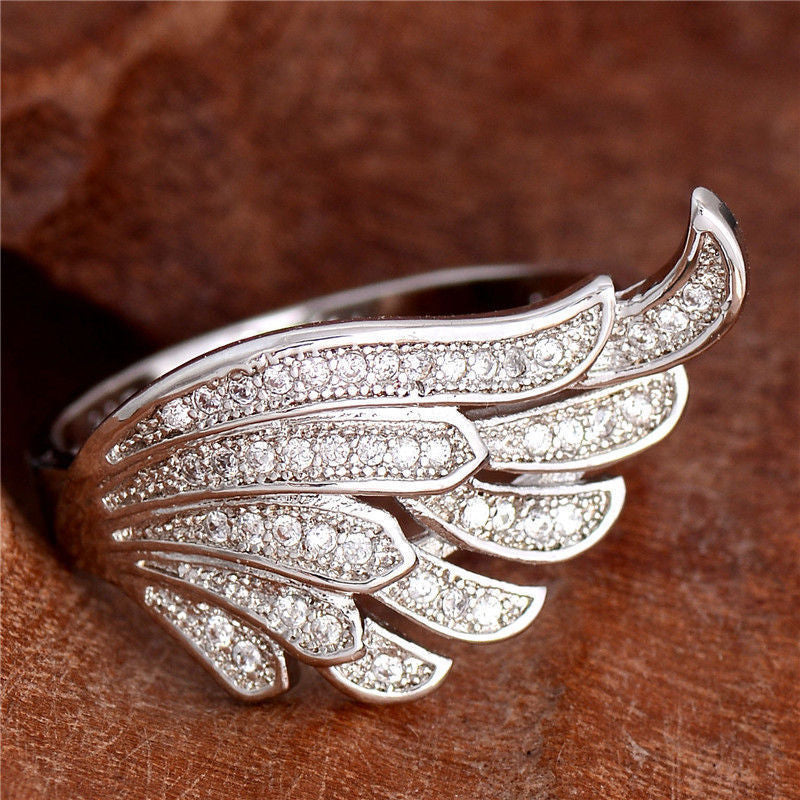 Angle Wing Rings   drop shipping luxury Engagement Rings cheap paved white AAA cz zircon jewelry new little girl ring