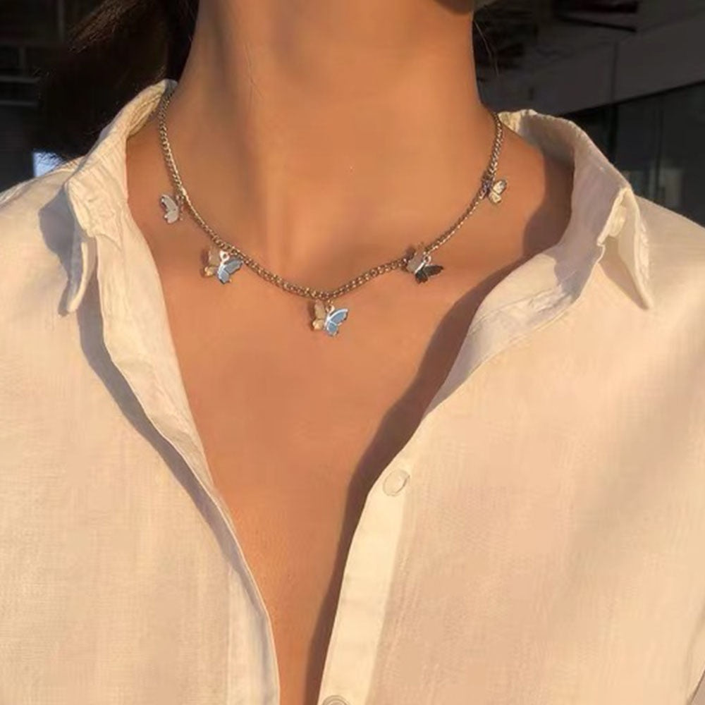 Animal Butterfly Short Necklace Vintage Golden Chain Butterfly Neck Necklace Bohemian Clavic Necklace Jewelry