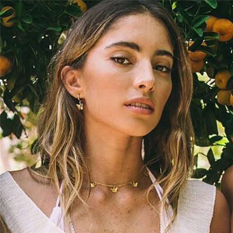 Animal Butterfly Short Necklace Vintage Golden Chain Butterfly Neck Necklace Bohemian Clavic Necklace Jewelry