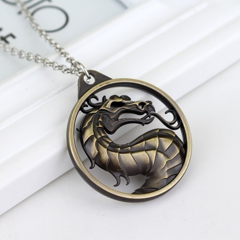 Animal Dragon Sculpture Pendant Necklace Men's Necklace Metal Sliding Round Necklace Pendant Accessories Party Jewelry
