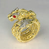 Animal Dragon Shape Hollow Ring Men's Ring Metal Crystal Inlaid Ring Accessories Party Jewelry Size 6-10