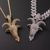 Animal Goat head Pendant Hip Hop Color Zircon Necklace Iced Out Cubic Zirconia Jewelry For Men
