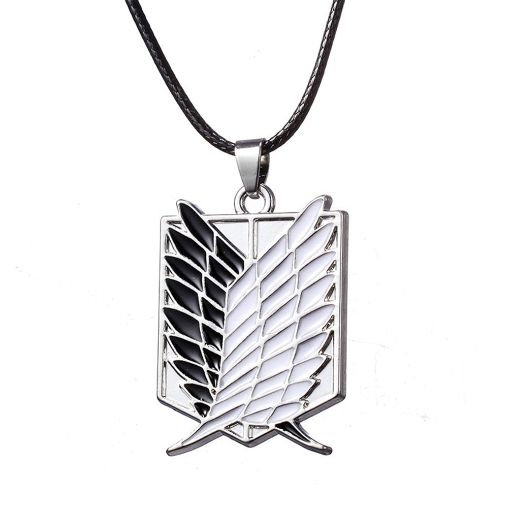 Anime Attack on Titan Cosplay Necklace Eren Jaeger Key Levi Survey Corps Logo Pendant Necklace Fans Collection Gift