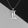 Anime Death Note L Lawliet Necklace Stainless Steel Old English Letter Pendant Beads Chain Necklaces Cosplay Jewelry Accessories