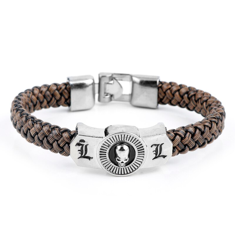 Anime Death Note L Lawliet Necklace Stainless Steel Old English Letter Pendant Beads Chain Necklaces Cosplay Jewelry Accessories
