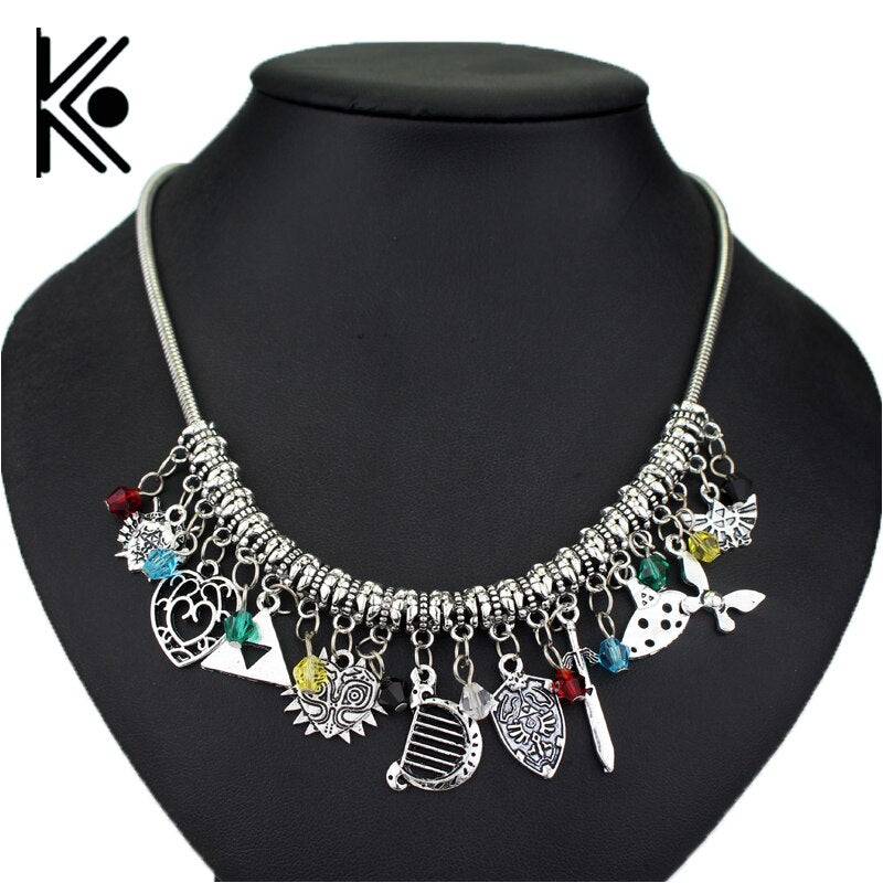 Anime Game The Legend Of Necklace Triforce Shield Heart Shaped Hylian Butterfly Accessories Necklace Women Jewelry