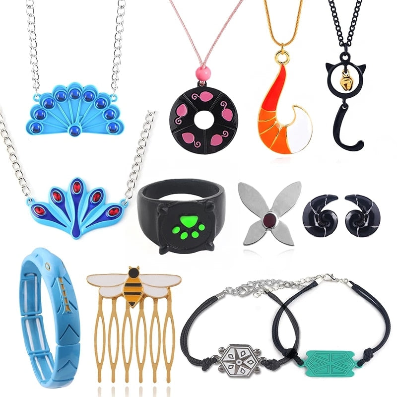 Anime Gold Fox Pendant Necklaces Black Cat Hanging Bell Charms Choker Women Girls Cosplay Ladybugs Jewelry Cartoon Fans Gift