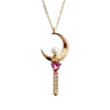 Anime Jewelry Crescent Fairy Fairy Rod Pendant Necklace Lady Necklace Metal Crystal Inlaid Necklace Pendant Accessories Jewelry