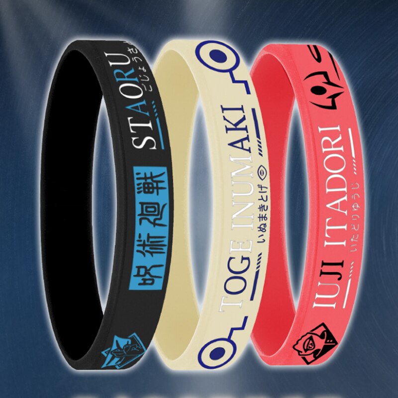 Anime Jujustu Kaisen Sport Bracelet Male Rubber Silicone Luminous Bracelet Glow In The Dark Cosplay Hand Circle Bracelet