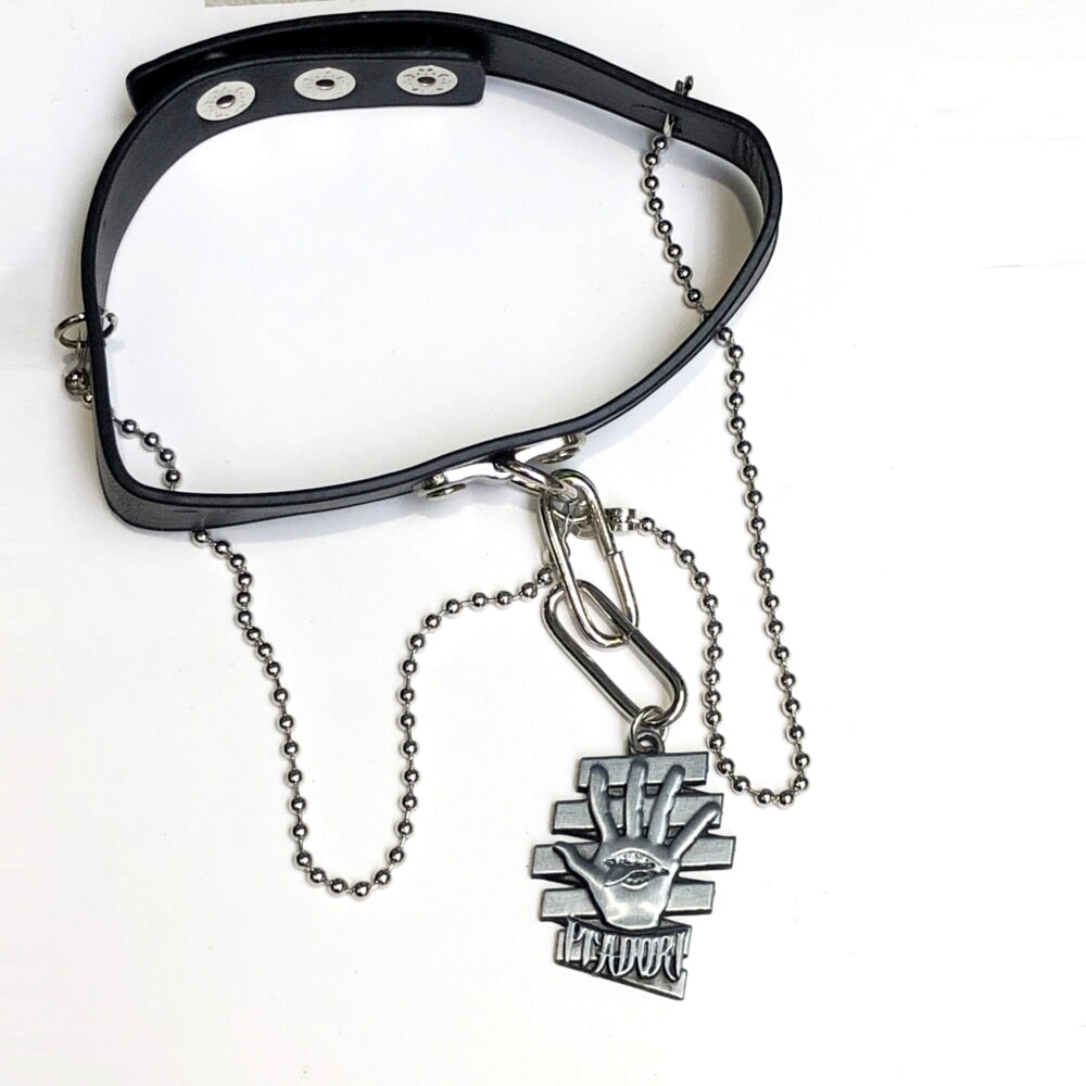 Anime Jujutsu Kaisen Itadori Yuji Cosplay metal Figure Pendant Black PU Chokers chain accessories Necklace Gift