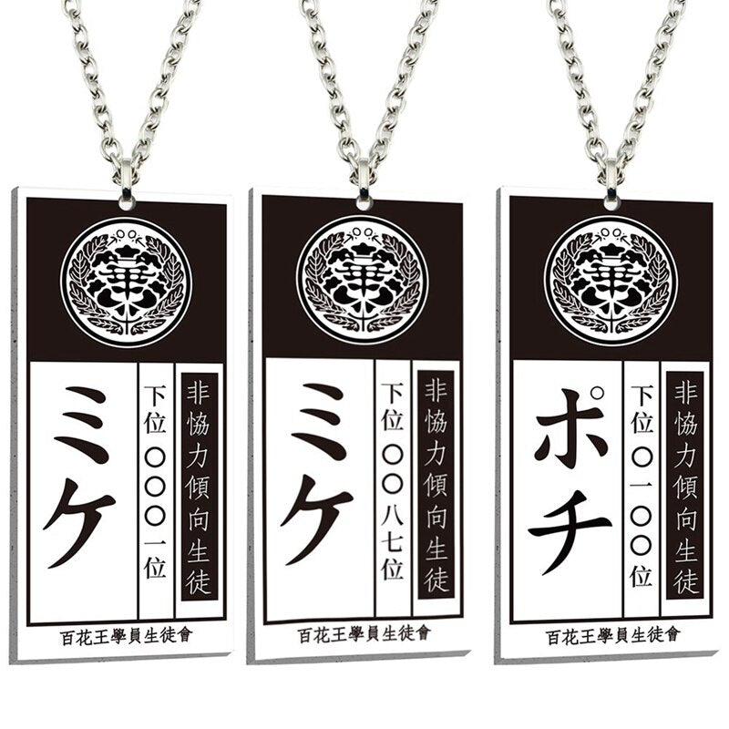 Anime Kakegurui Compulsive Gambler Necklace Jabami Yumeko ID Card Acrylic Pendant Necklaces Cosplay Jewelry Gift