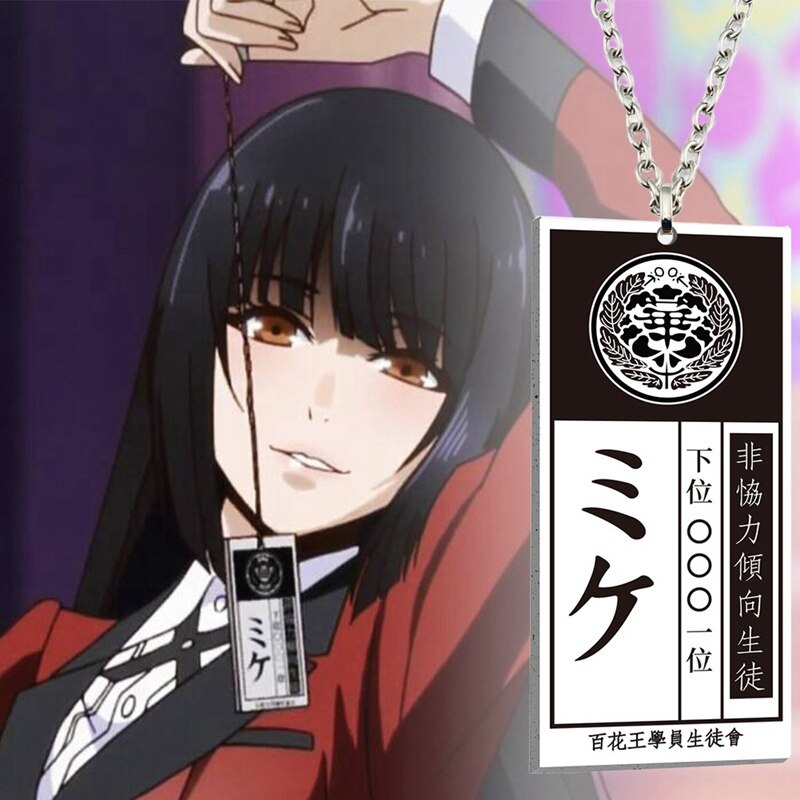 Anime Kakegurui Yumeko Jabami Saotome Meari etiqueta collar Cosplay regalo
