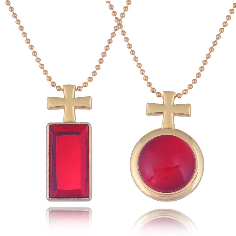 Anime Saga of Tanya the Evil Necklace Tanya Von Degurechaff Red Crystal Cross Pendant Necklac For Women Men Couples Jewelry