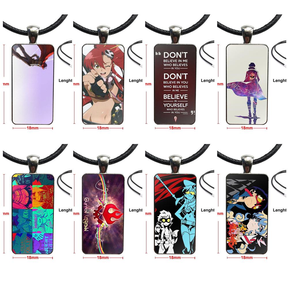 Anime Tengen Toppa Gurren Lagann For Women Children Necklace Long Chain With Rectangle Necklace Jewelry