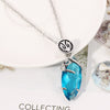 Anime series final fantasy blue Big Crystal Pendant Necklace cosplay Jewelry Women men Accessories link Chain vintage Necklaces