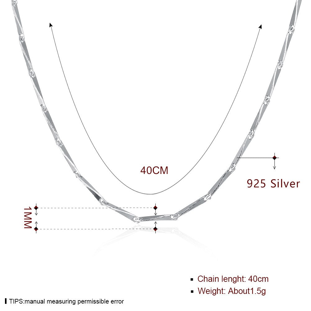 1mm width Classic Basic Chain 100% 925 Sterling Silver Necklace Chain Fine Jewelry For Office Ladies