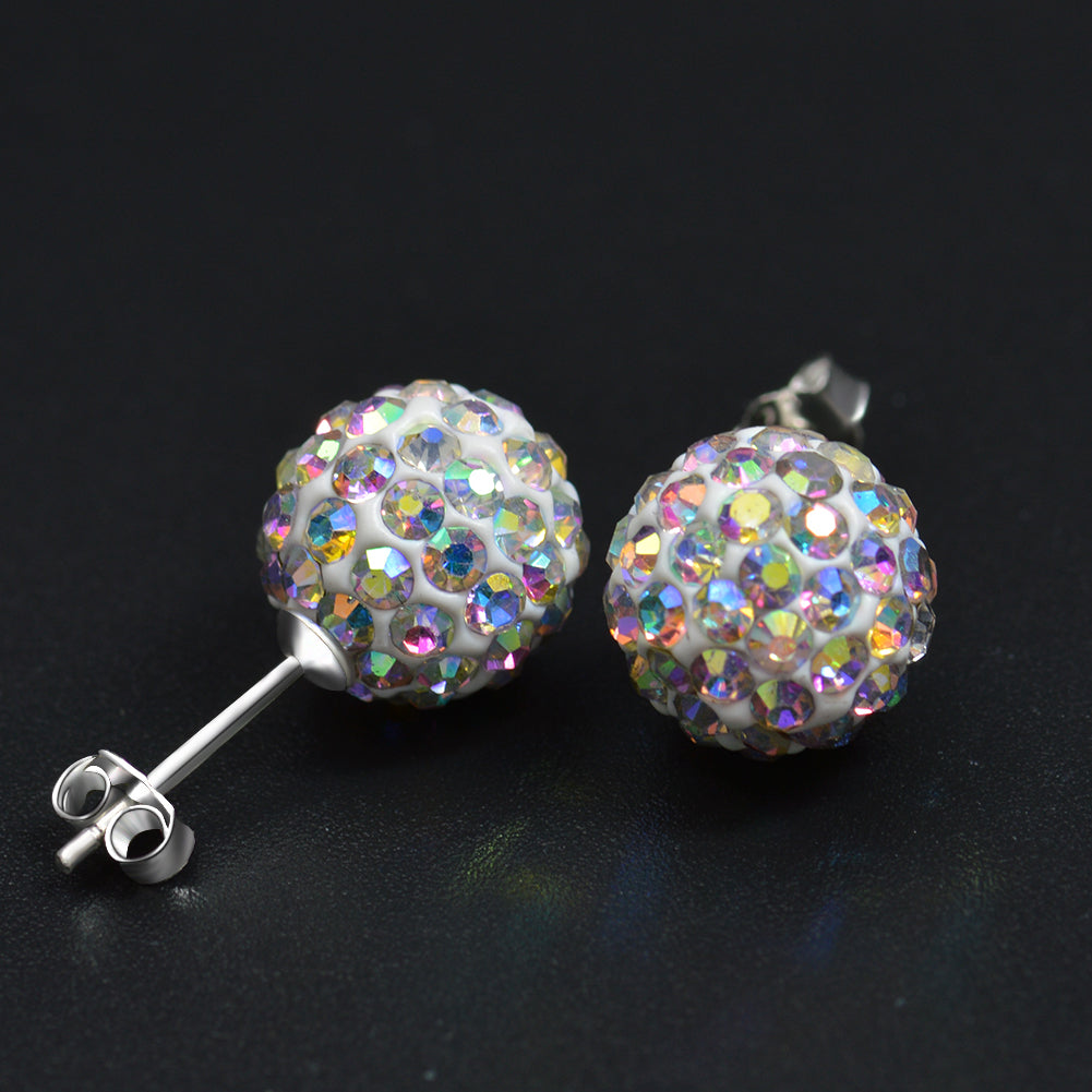 925 Sterling Silver Natural Handmade Designer Fine Jewelry Vintage Stud Shamballa Earrings for Women Brincos Bijoux