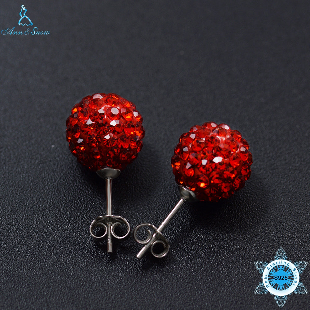 925 Sterling Silver Natural Handmade Designer Fine Jewelry Vintage Stud Shamballa Earrings for Women Brincos Bijoux