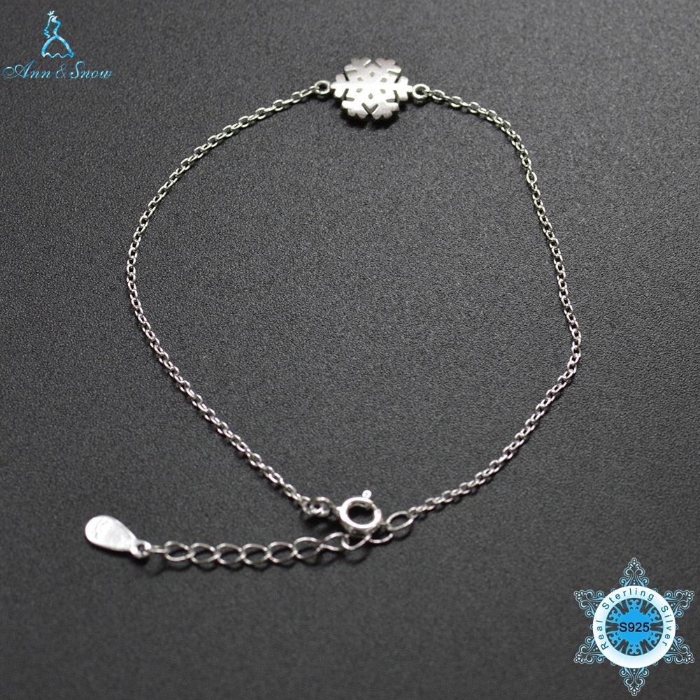 Authentic 925 Solid Sterling Silver Bracelet Snowy Shape Fine Jewelry for Women Wedding Valentine's D Gift