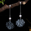 Elegant Pearl Flower Lovely Dangle Earrings Eardrop for Women Gift Jewelry with Pearl 100% 925 Sterling Silver
