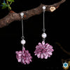 Elegant Pearl Flower Lovely Dangle Earrings Eardrop for Women Gift Jewelry with Pearl 100% 925 Sterling Silver