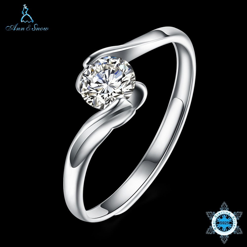 Ann&Snow Princess Diana 0.5 ct Created Cubic Zircon Stone Ring 925 Sterling Silver Engagement Rings For Women Brand Fine Jewelry