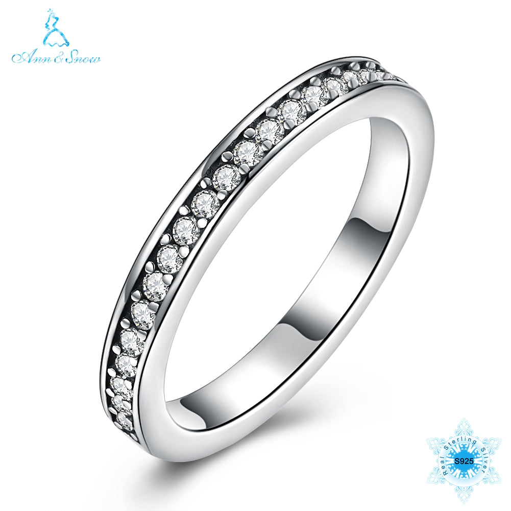 Ann&Snow The Christmas DEALS Authentic 925 Sterling Silver 6 Colors Dazzling CZ Stackable Rings for Women Wedding Jewelry
