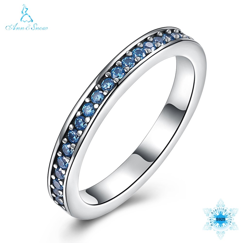 Ann&Snow The Christmas DEALS Authentic 925 Sterling Silver 6 Colors Dazzling CZ Stackable Rings for Women Wedding Jewelry