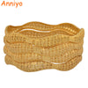 4Pieces/Lot Wholesale Arab Bangle Ethiopian Gold Color Bracelets Middle East Dubai Luxury Wedding Jewelry African #086406