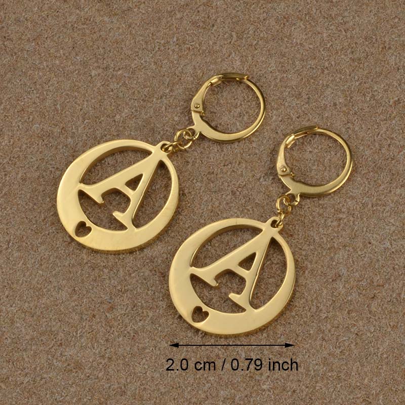 (A-S) Gold Color Letters Earrings Initial for Women/Girls,Kiribati Alphabet Earring English Letter Jewelry Gifts #023021