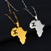 Anniyo Africa Map Berbers Pendant Necklaces African Berber Jewelry for Women Men #234921