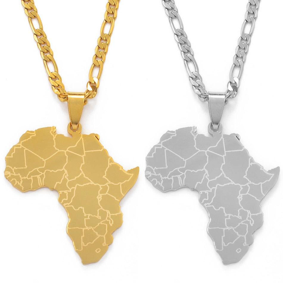 Anniyo Africa Map Pendant Necklaces Women Men Silver Color/Gold Color African Jewelry  #077621B