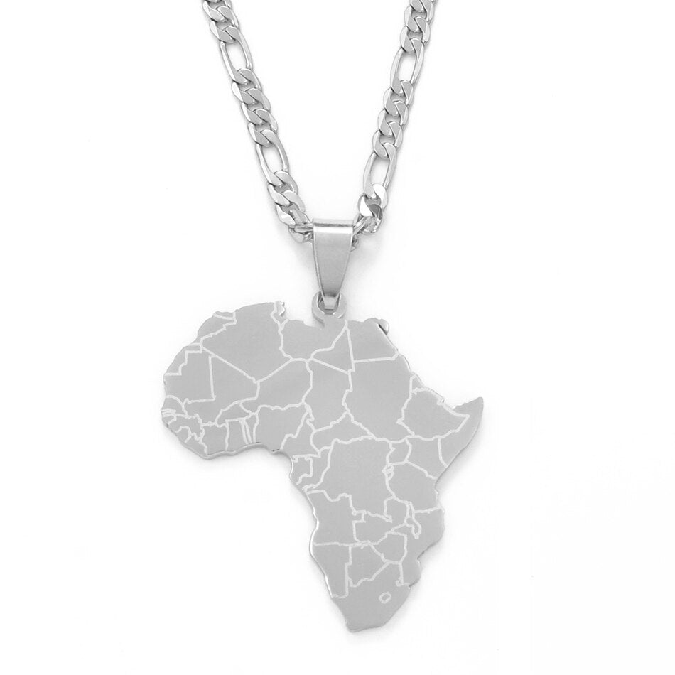 Anniyo Africa Map Pendant Necklaces Women Men Silver Color/Gold Color African Jewelry  #077621B