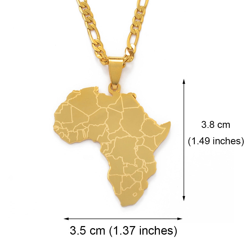 Anniyo Africa Map Pendant Necklaces Women Men Silver Color/Gold Color African Jewelry  #077621B