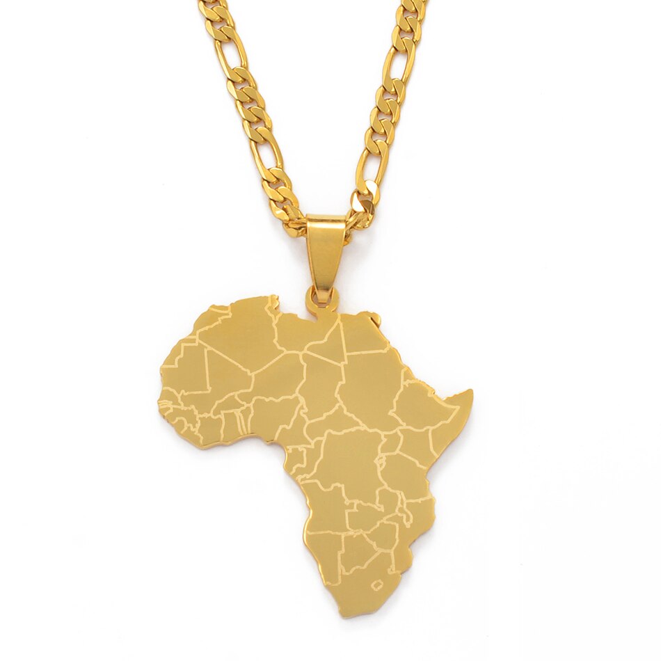 Anniyo Africa Map Pendant Necklaces Women Men Silver Color/Gold Color African Jewelry  #077621B