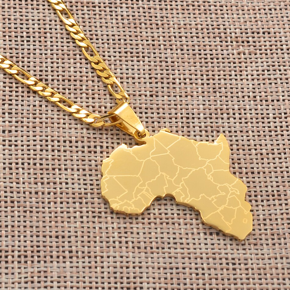 Anniyo Africa Map Pendant Necklaces Women Men Silver Color/Gold Color African Jewelry  #077621B