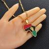 Anniyo African Color Map & Fist Symbol Pendant Necklaces Silver Color/Gold Color Africa Maps Black Lives Matter Jewelry #166321