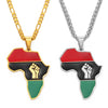 Anniyo African Color Map & Fist Symbol Pendant Necklaces Silver Color/Gold Color Africa Maps Black Lives Matter Jewelry #166321