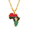 Anniyo African Color Map & Fist Symbol Pendant Necklaces Silver Color/Gold Color Africa Maps Black Lives Matter Jewelry #166321