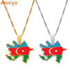 Anniyo Azerbaijan Map & Colored Flags Pendant Necklaces Azerbaycan of Maps Jewelry Gifts  #174821