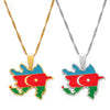 Anniyo Azerbaijan Map & Colored Flags Pendant Necklaces Azerbaycan of Maps Jewelry Gifts  #174821