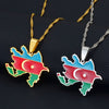Anniyo Azerbaijan Map & Colored Flags Pendant Necklaces Azerbaycan of Maps Jewelry Gifts  #174821