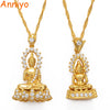 Anniyo Cambodian Style Garden Buddha Buddhism Pendant Necklaces With Cubic Zirconia Jewelry Thailand/Vietnam/Laos Gifts  #048004
