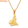 Anniyo Cameroon map pendant necklace chain W/45cm or 60cm gold color jewelry women men,Africa jewelry cameroun necklaces #007510